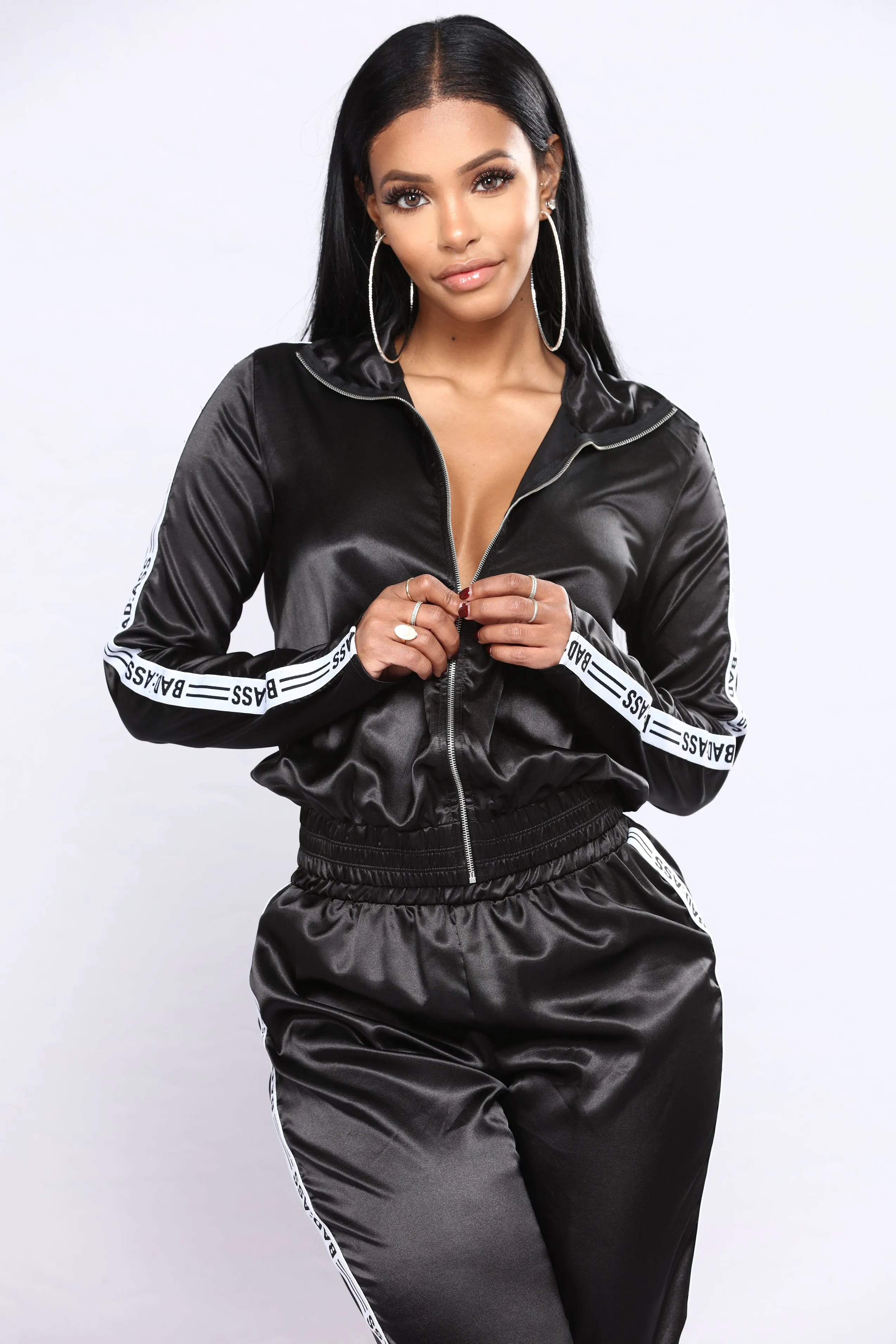 A Real One Satin Set - Black