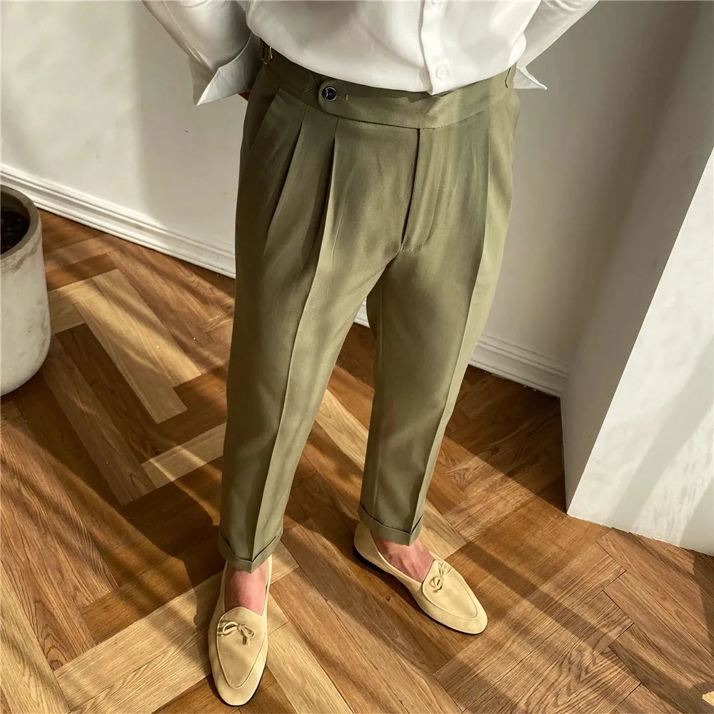 Aidase Luxury High Waist Casual Pants Korean Fashion Versatile Slim Long Pants Men's Fashion Spring Clothes Office Trousers Men