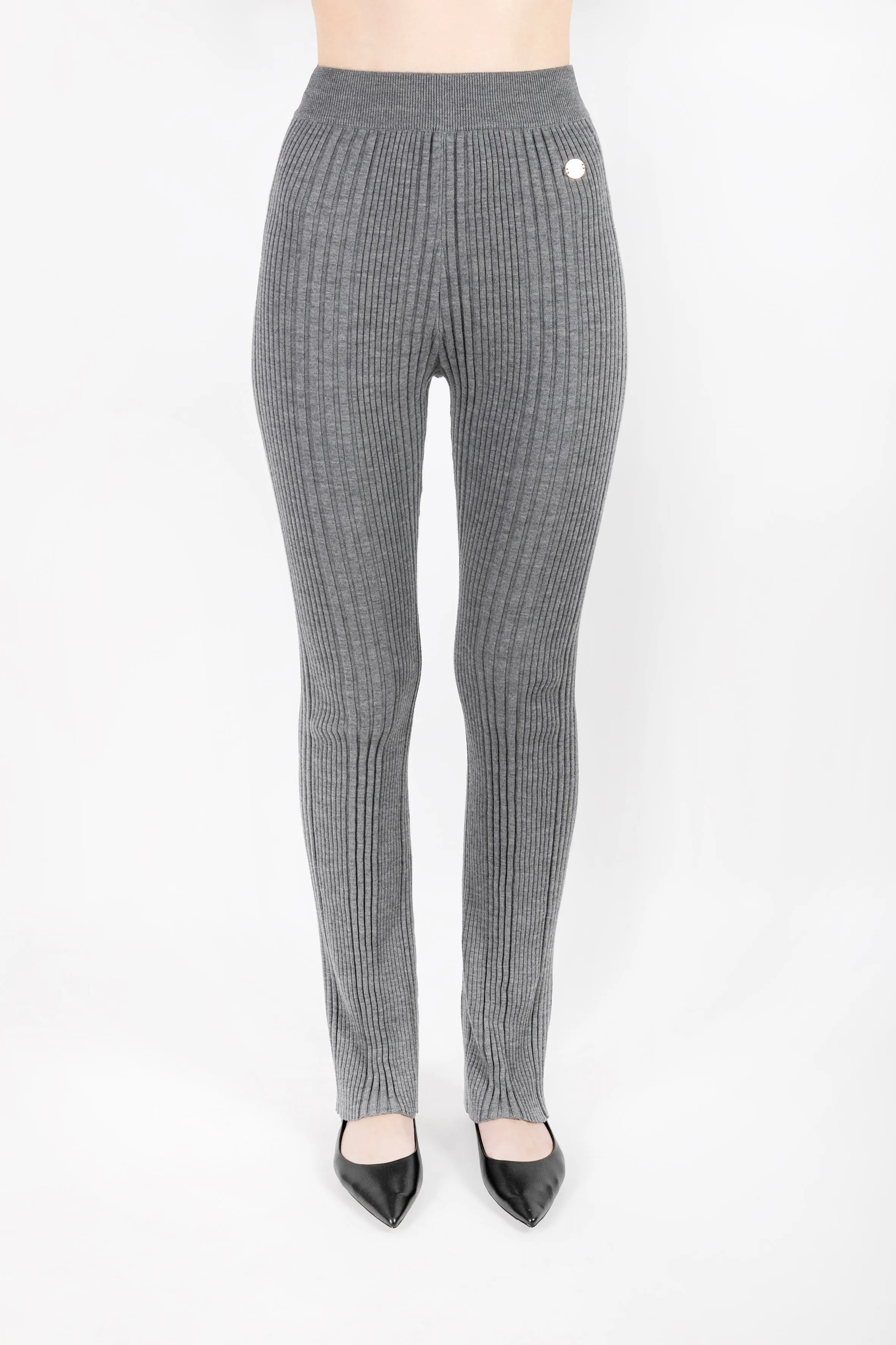 Azize - 100% Wool Gray Trousers with Camisole Detail