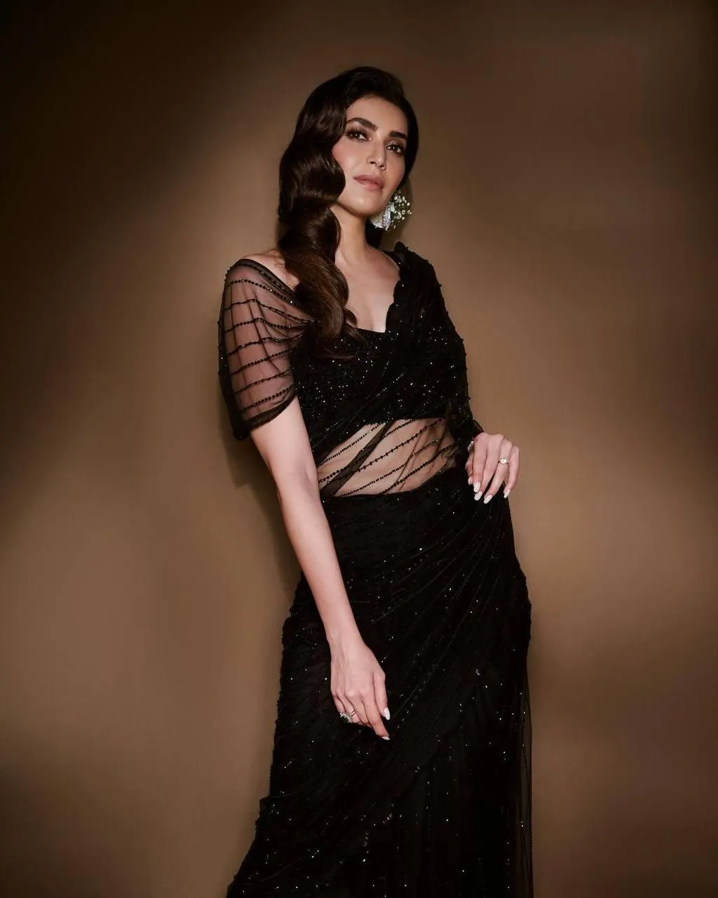 Black Georgette Premium Luxury Sequins Saree