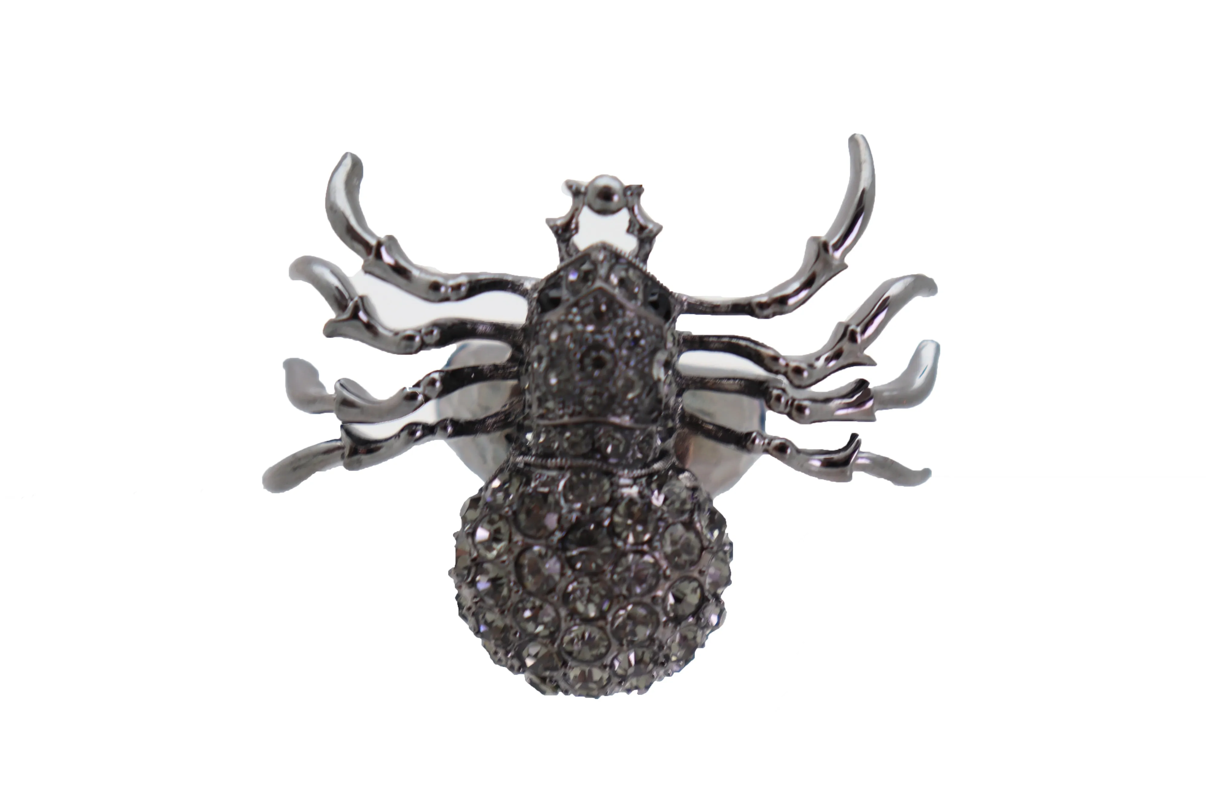 Black Rhinestone Spider Ring