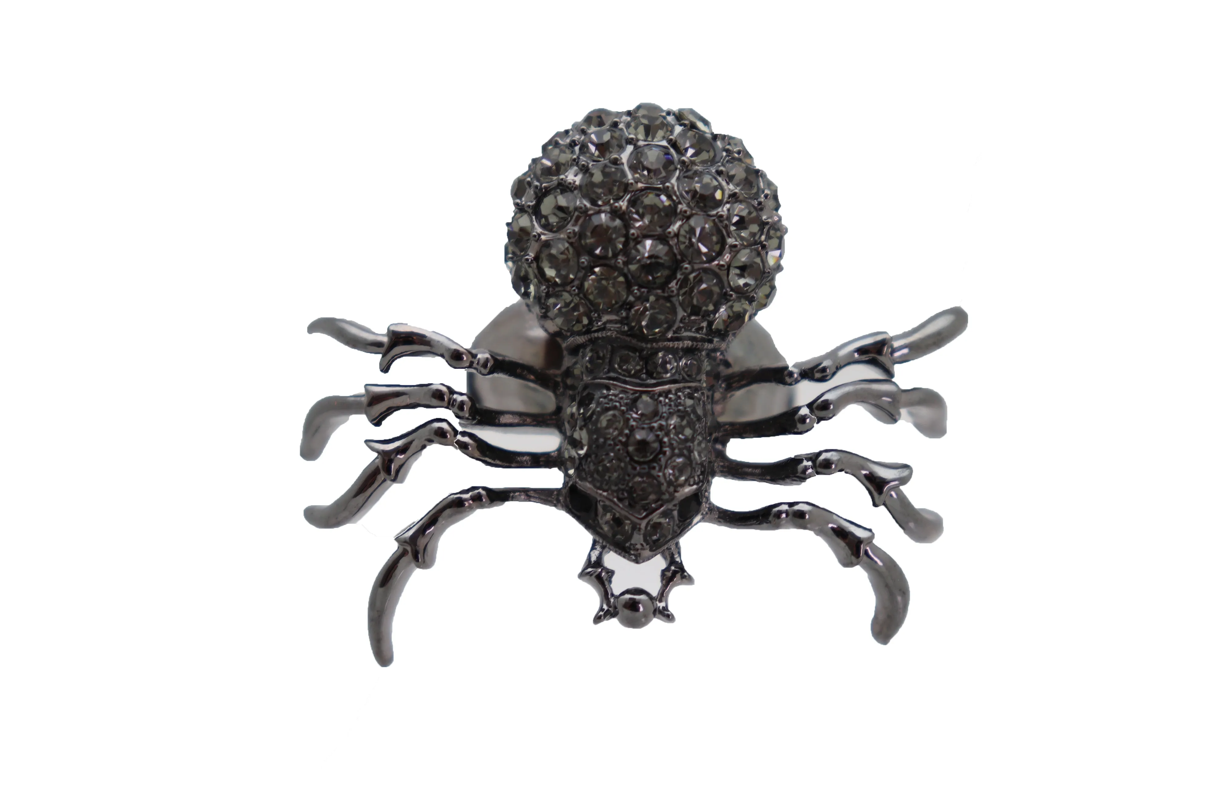 Black Rhinestone Spider Ring