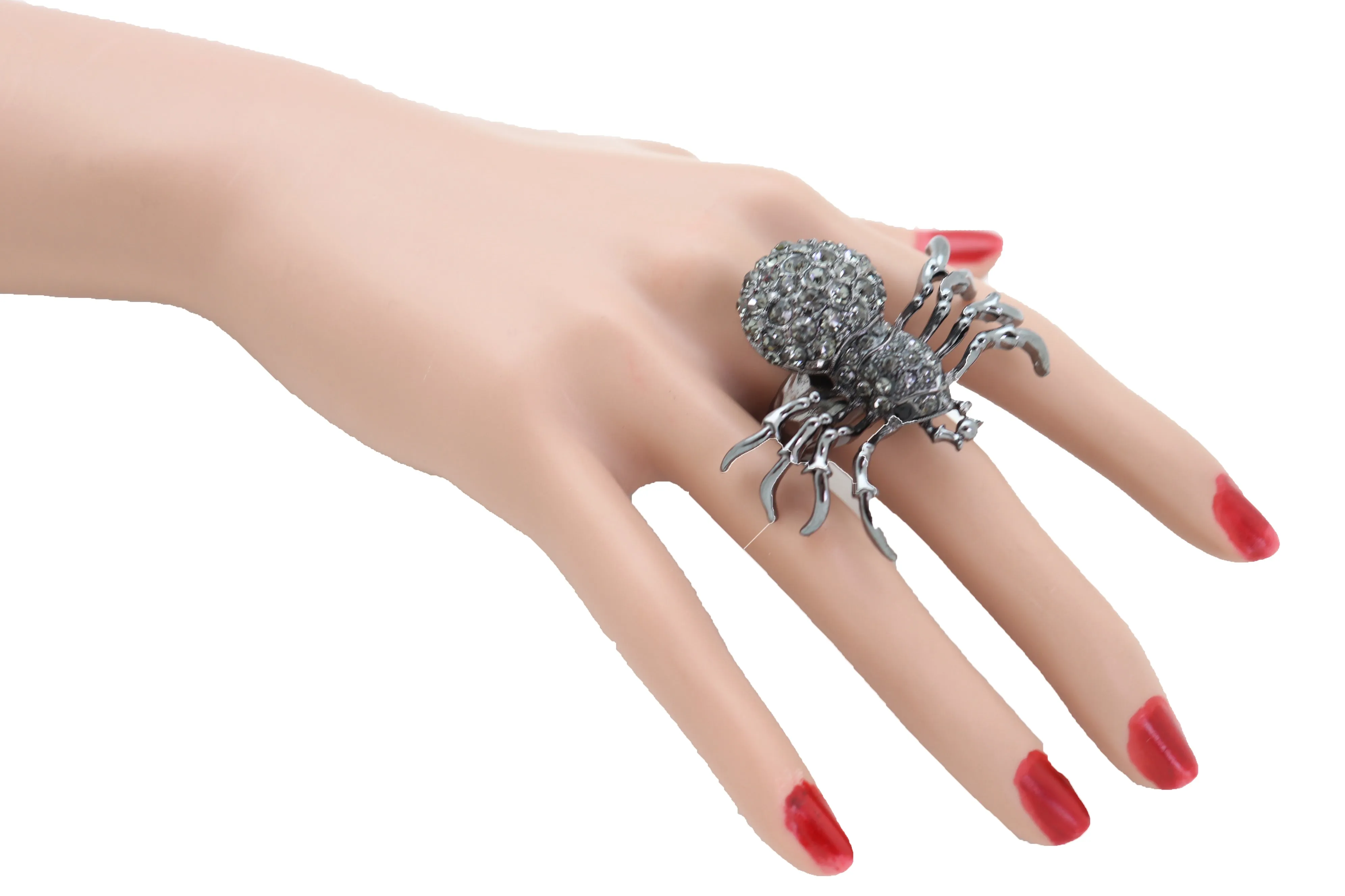 Black Rhinestone Spider Ring