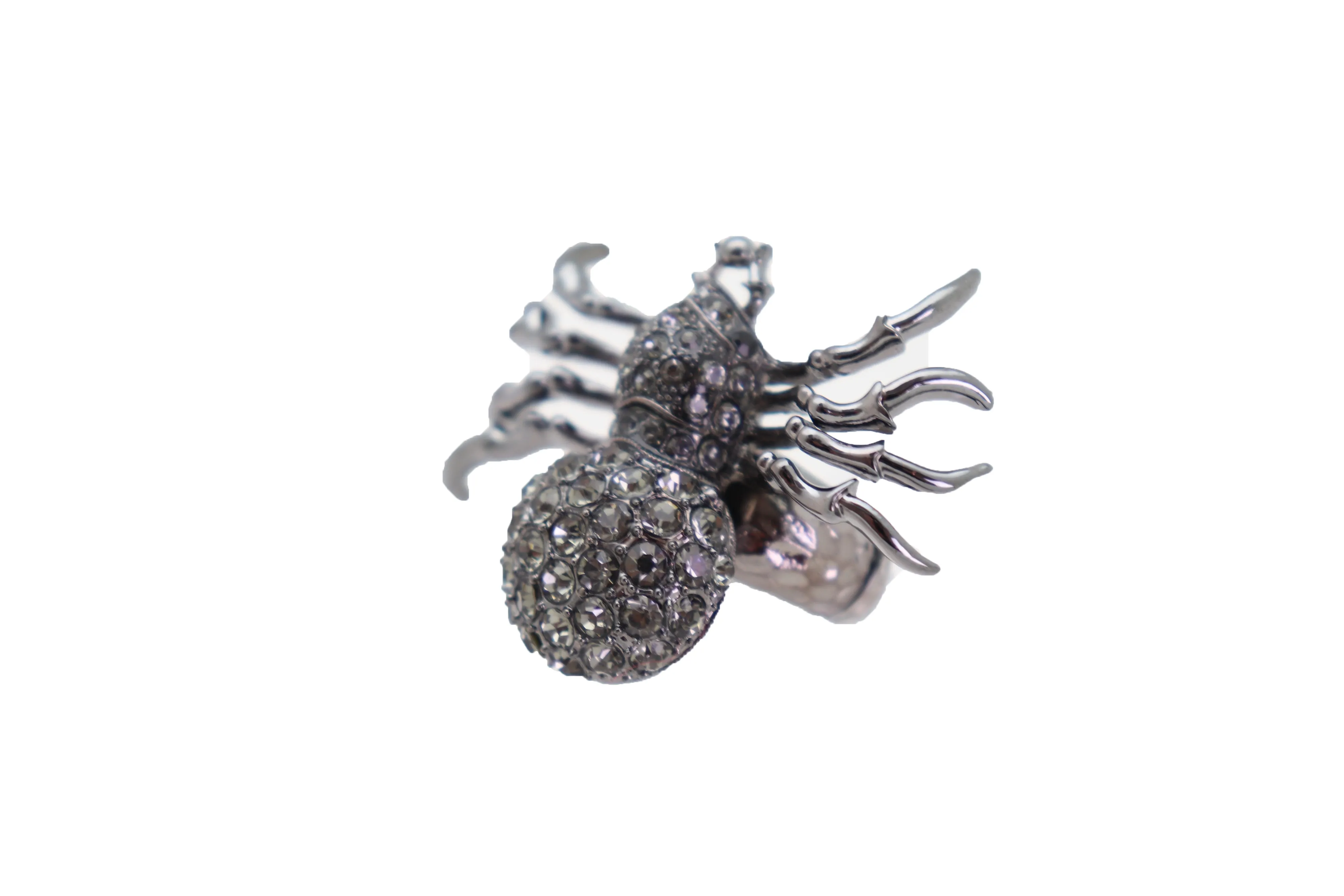 Black Rhinestone Spider Ring