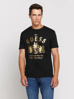 Black Short Sleeve Gold Crest T-Shirt