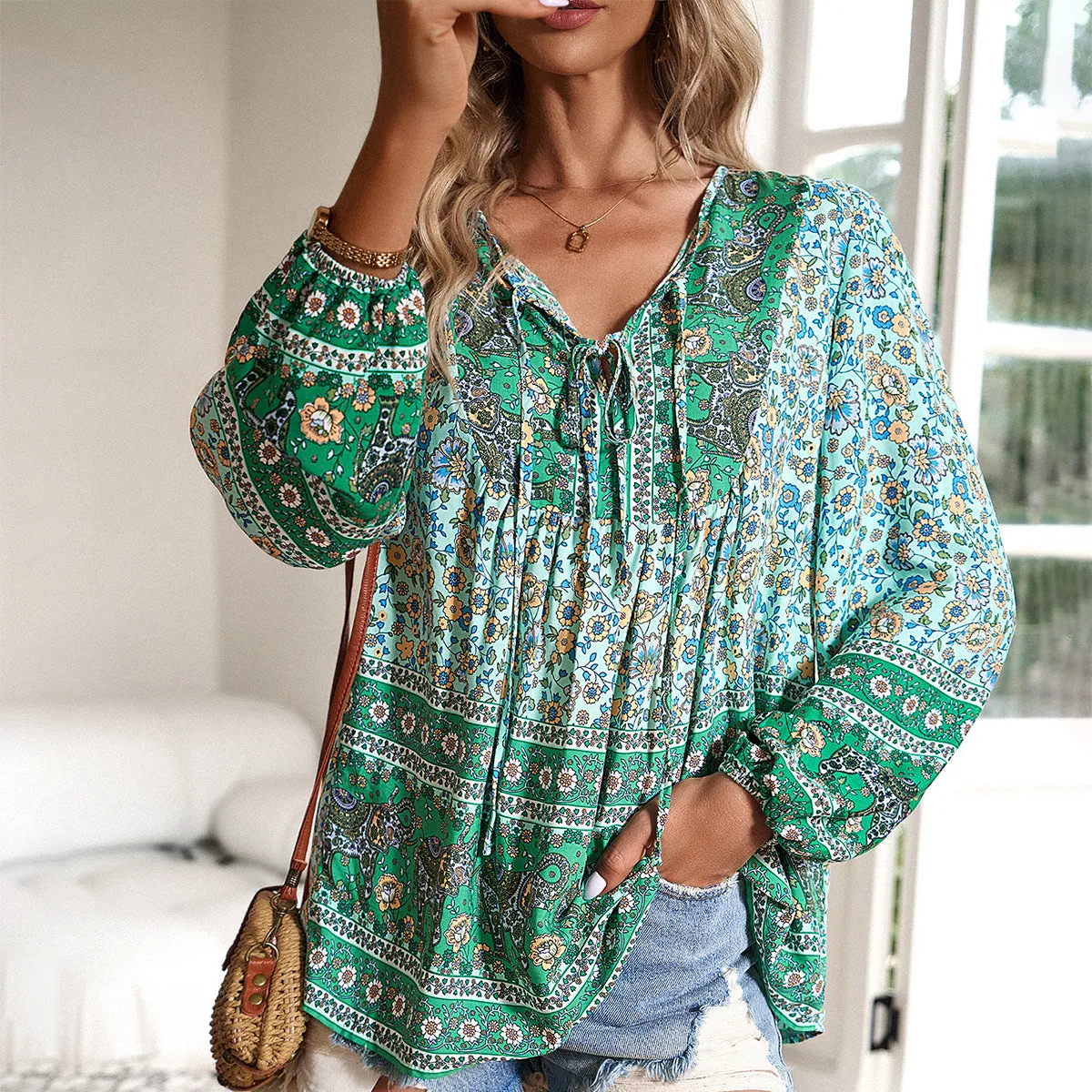 Bohemian Elegant Women's Long Sleeve Shirts Wholesale Womens Clothing N3824022600026