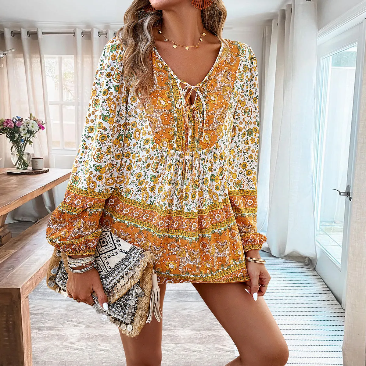 Bohemian Elegant Women's Long Sleeve Shirts Wholesale Womens Clothing N3824022600026