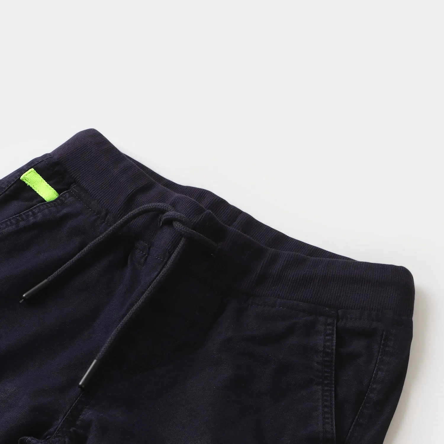 Boys Cotton Pant Rib NeonTape - Navy Blue