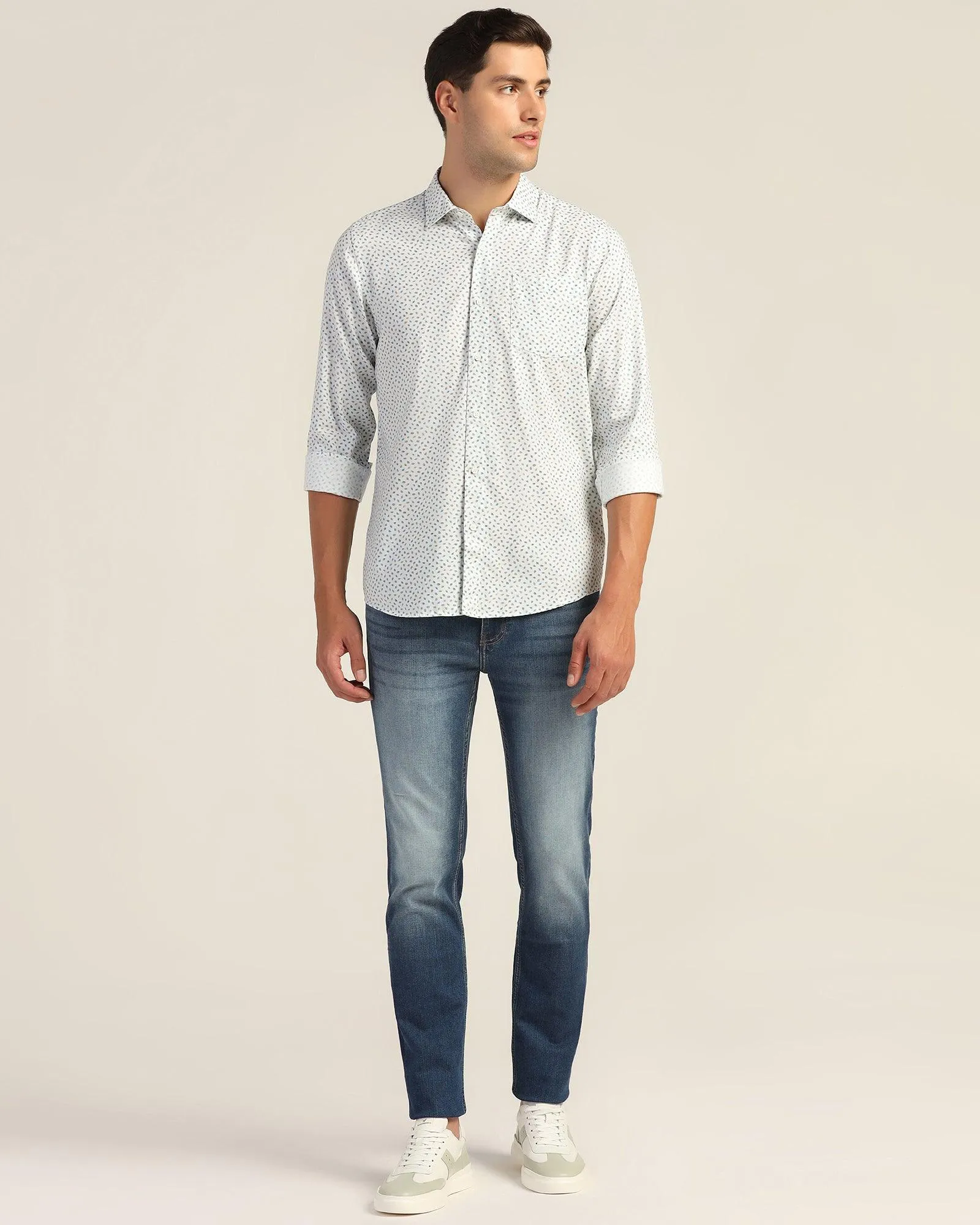 Casual White Printed Shirt - Pavic