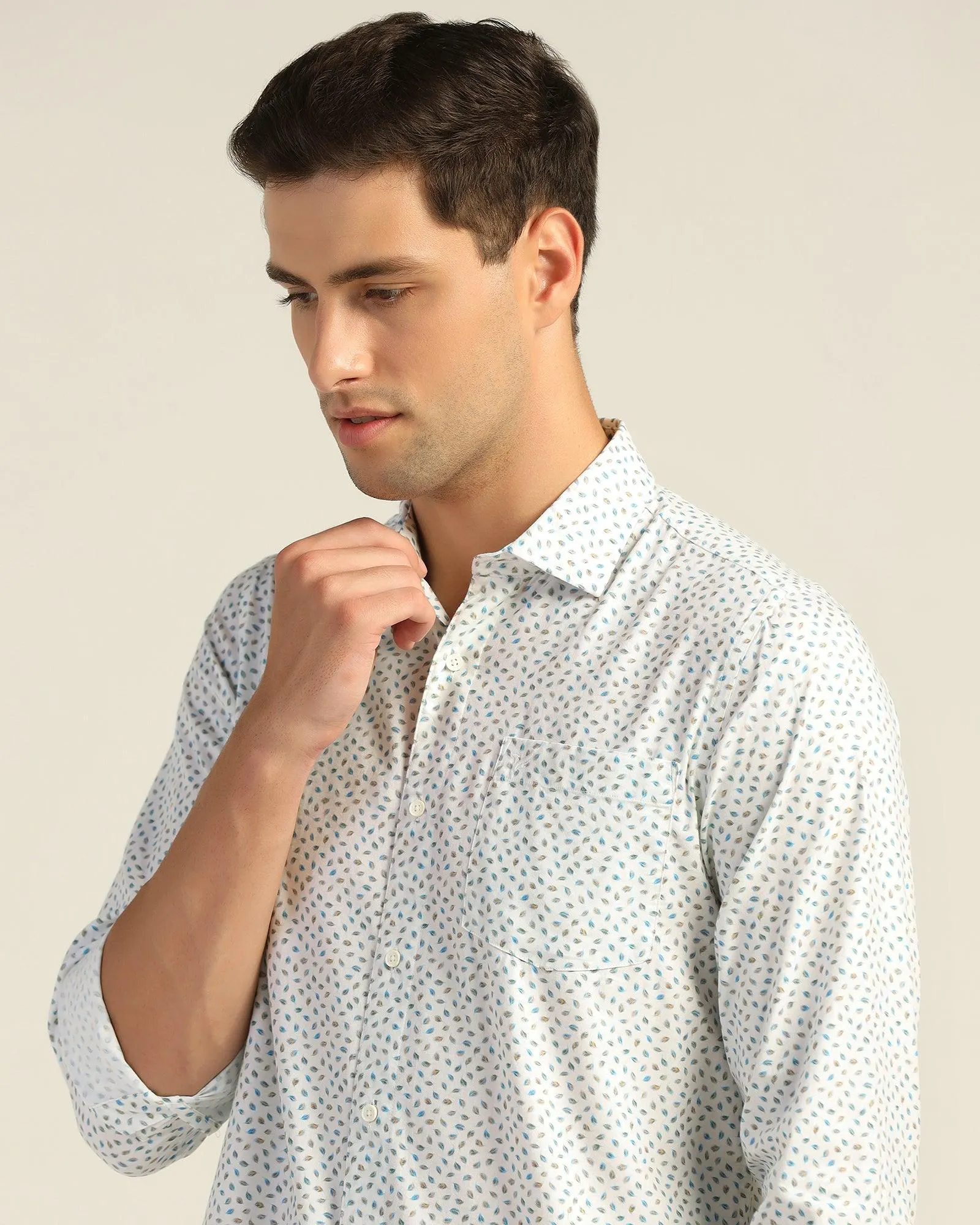 Casual White Printed Shirt - Pavic