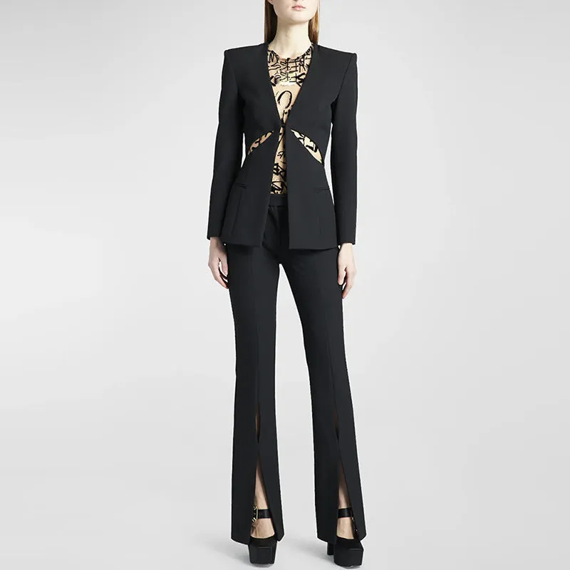 Classy Suave Womens Fancy Pantsuit | Cutout Modern Blazer | Dressy Pantsuit | Co ord Sets