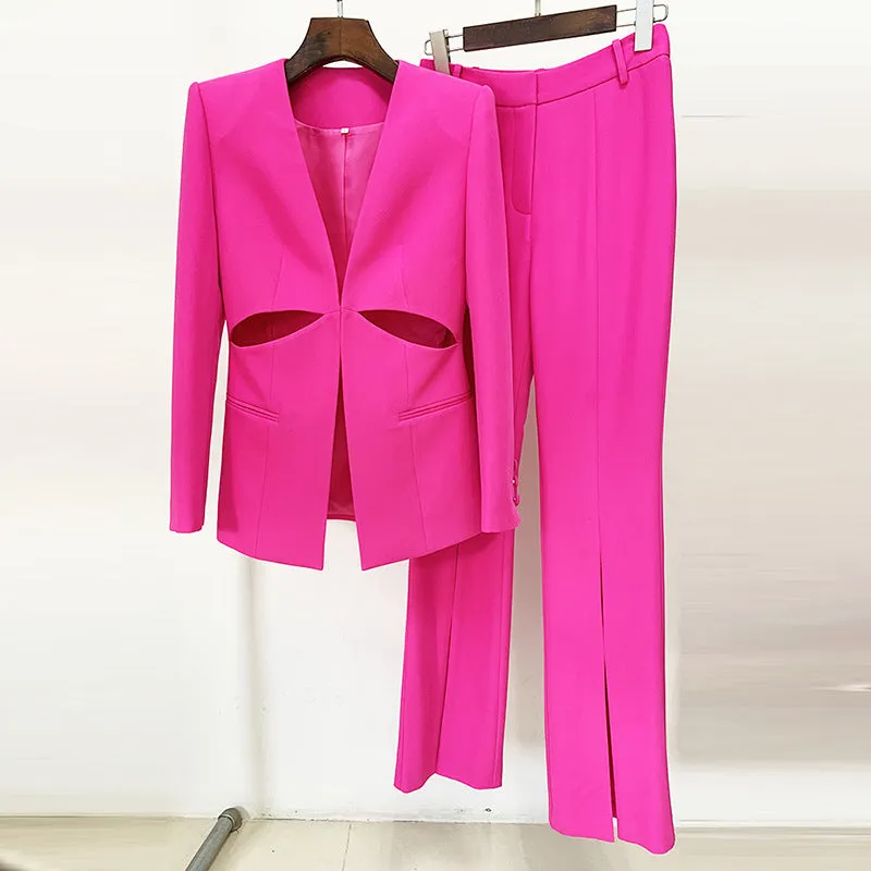 Classy Suave Womens Fancy Pantsuit | Cutout Modern Blazer | Dressy Pantsuit | Co ord Sets