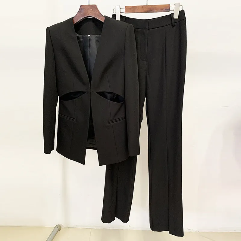 Classy Suave Womens Fancy Pantsuit | Cutout Modern Blazer | Dressy Pantsuit | Co ord Sets