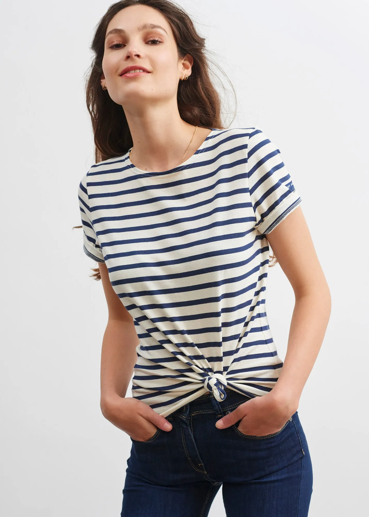 Etrille short sleeve striped sailor shirt - regular fit, in light cotton (ECRU/MARINE)