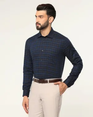 Formal Navy Check Shirt - Blush