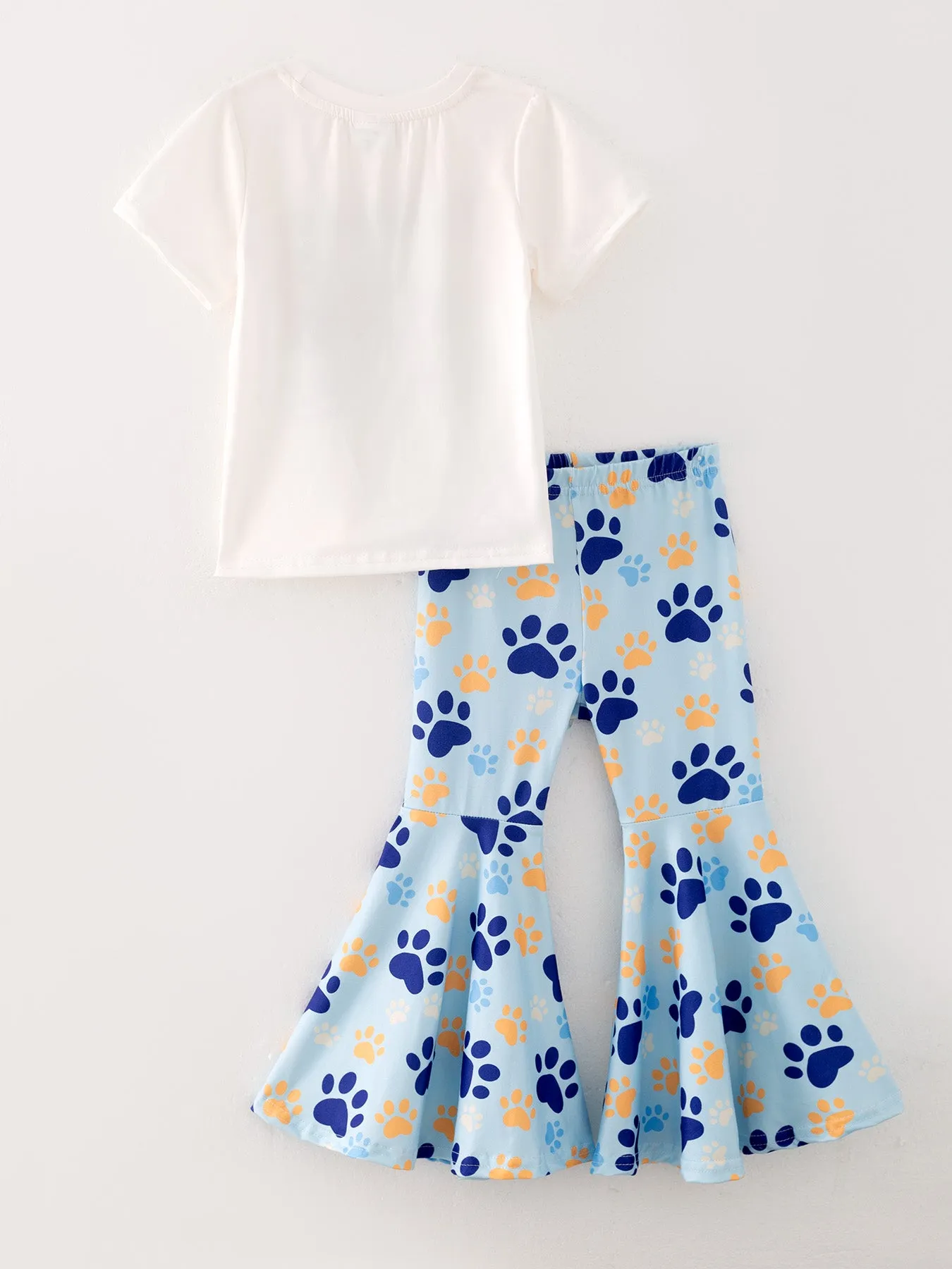 Girls Cartoon Letter Print Top Bell-Bottom Pants Outfits