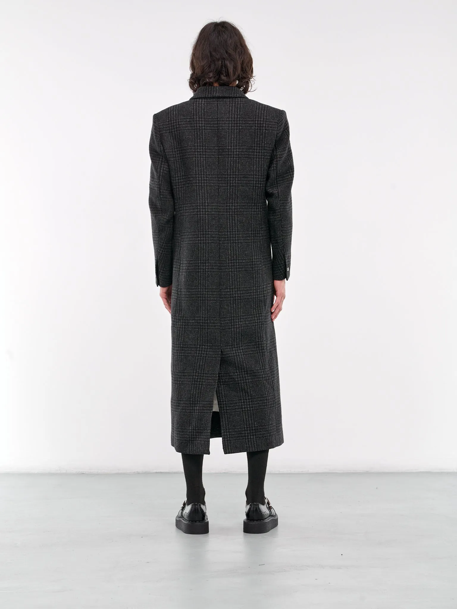 Glen Check Coat (COPM22F1002-BLACK-GREY)