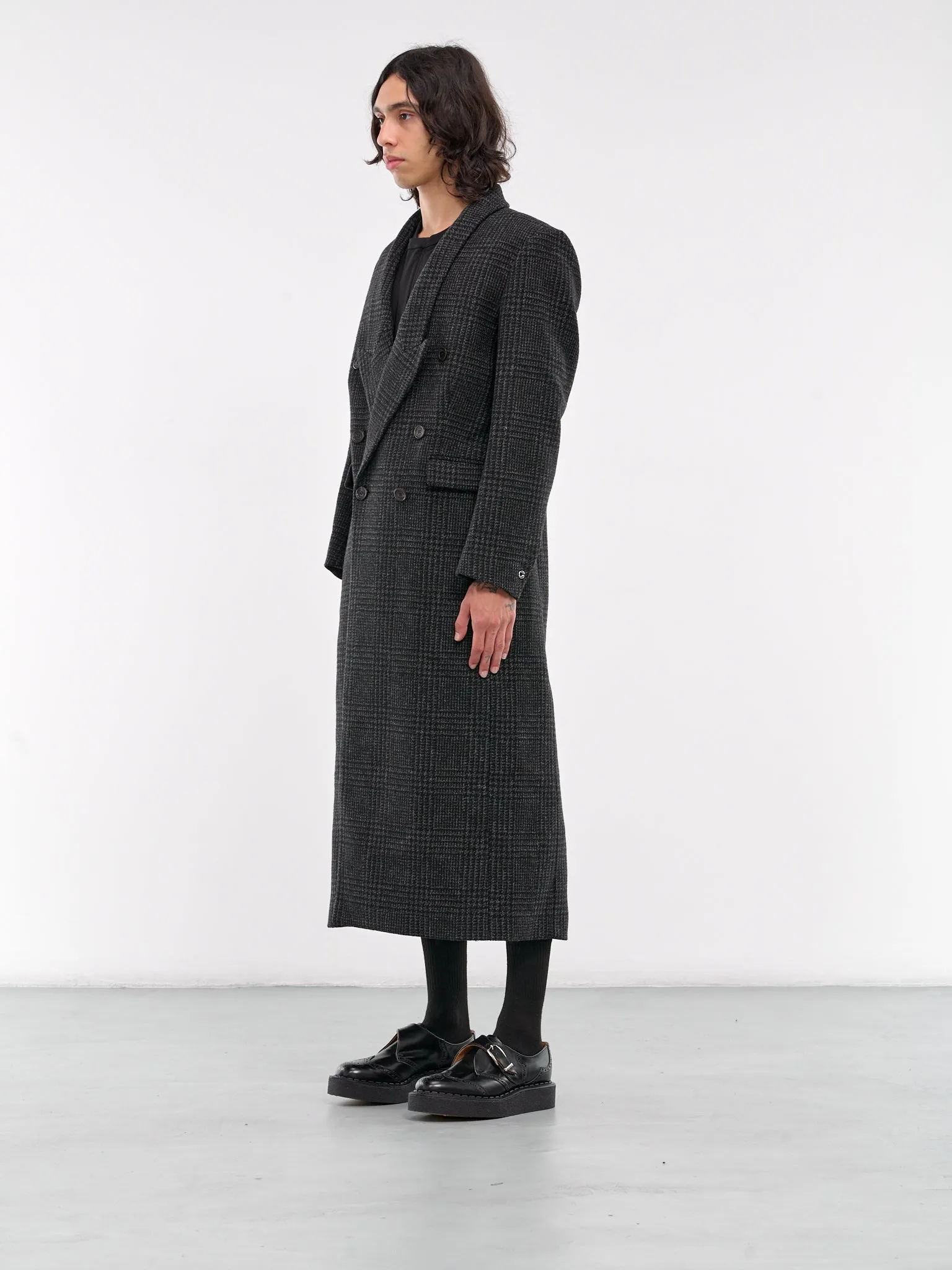 Glen Check Coat (COPM22F1002-BLACK-GREY)