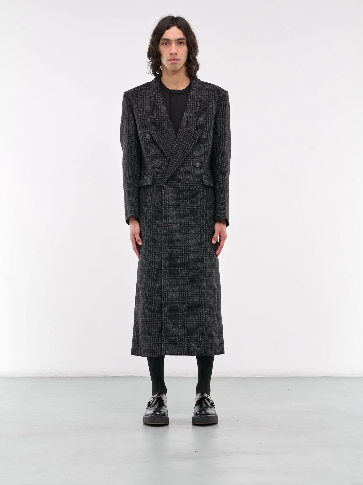 Glen Check Coat (COPM22F1002-BLACK-GREY)