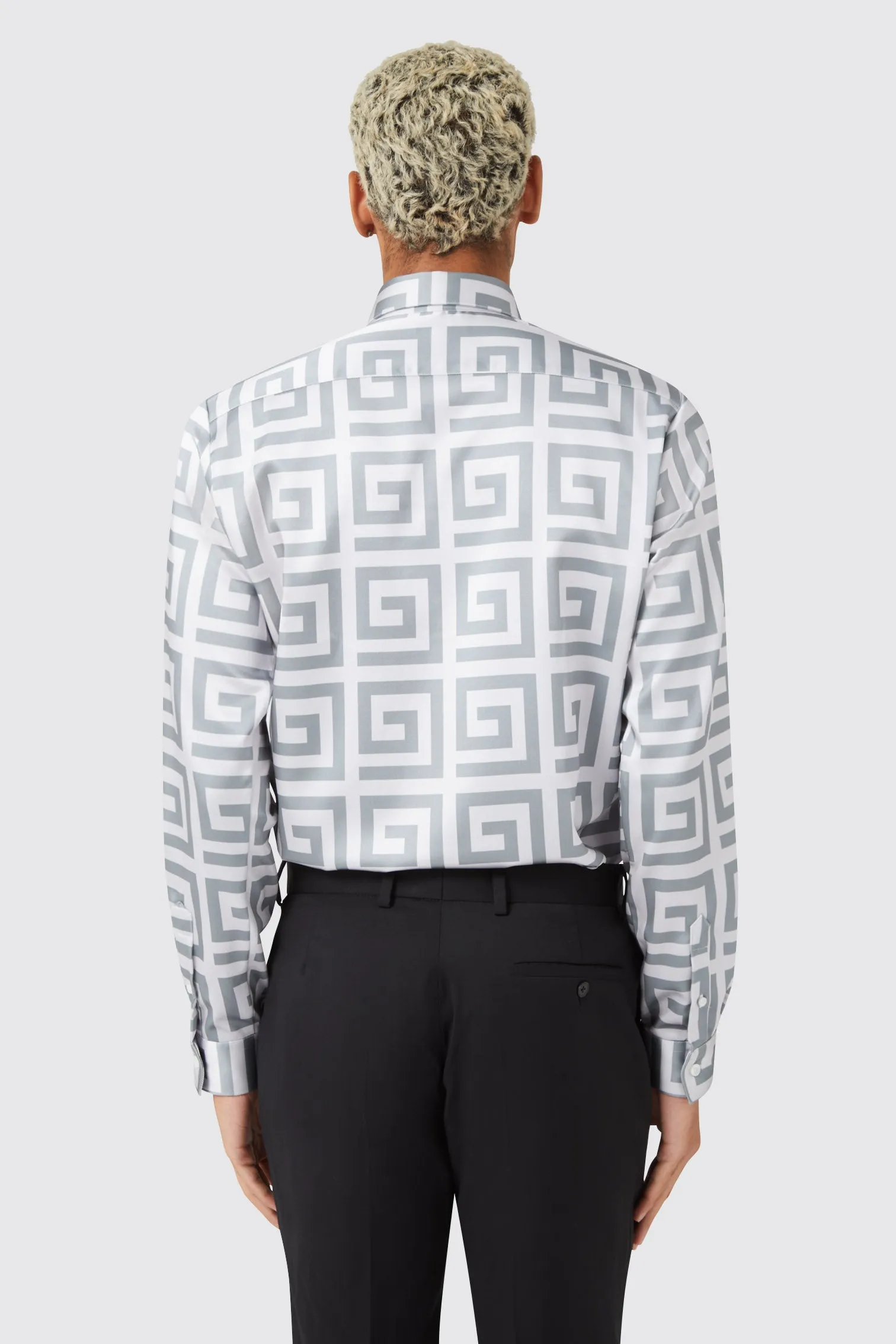 Grenagh Slim Fit Silver Geometric Print Shirt TT x AM - ARCHIVE