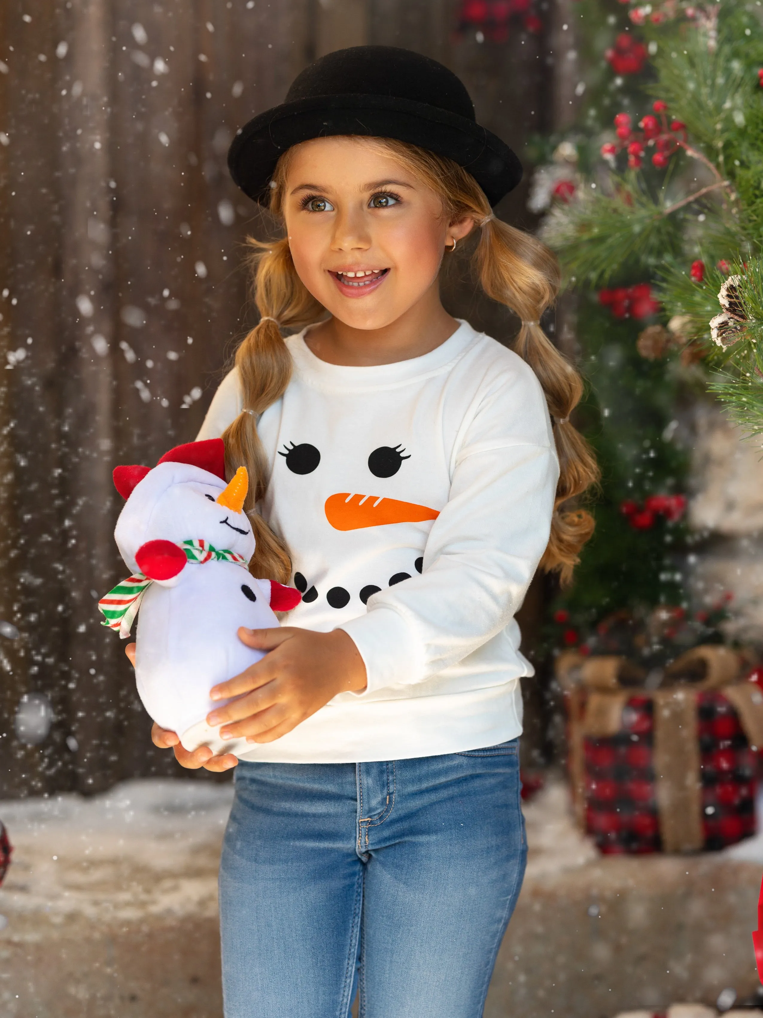 Happy Snowman Pullover Sweatshirt