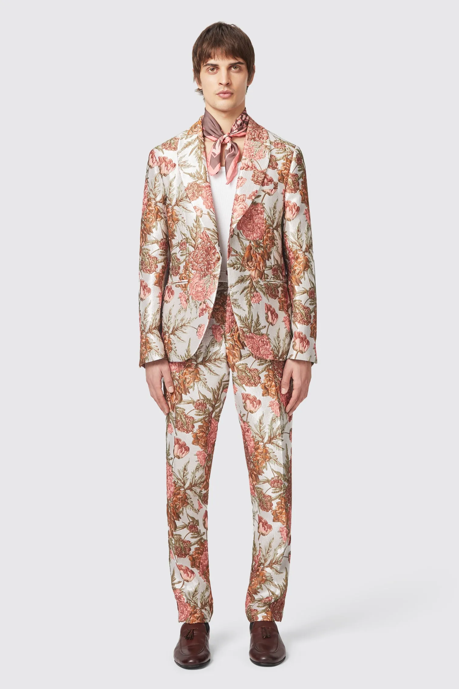 Hirshfield Floral Pink Silver Jacquard Trouser - ARCHIVE