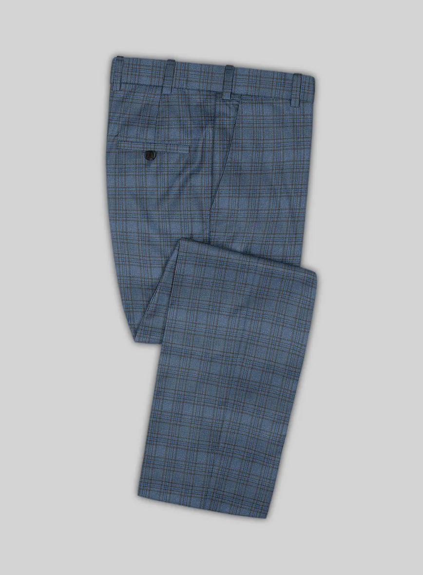 Italian Murano Herita Blue Wool Linen Pants