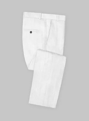 Italian Prato White Herringbone Linen Pants