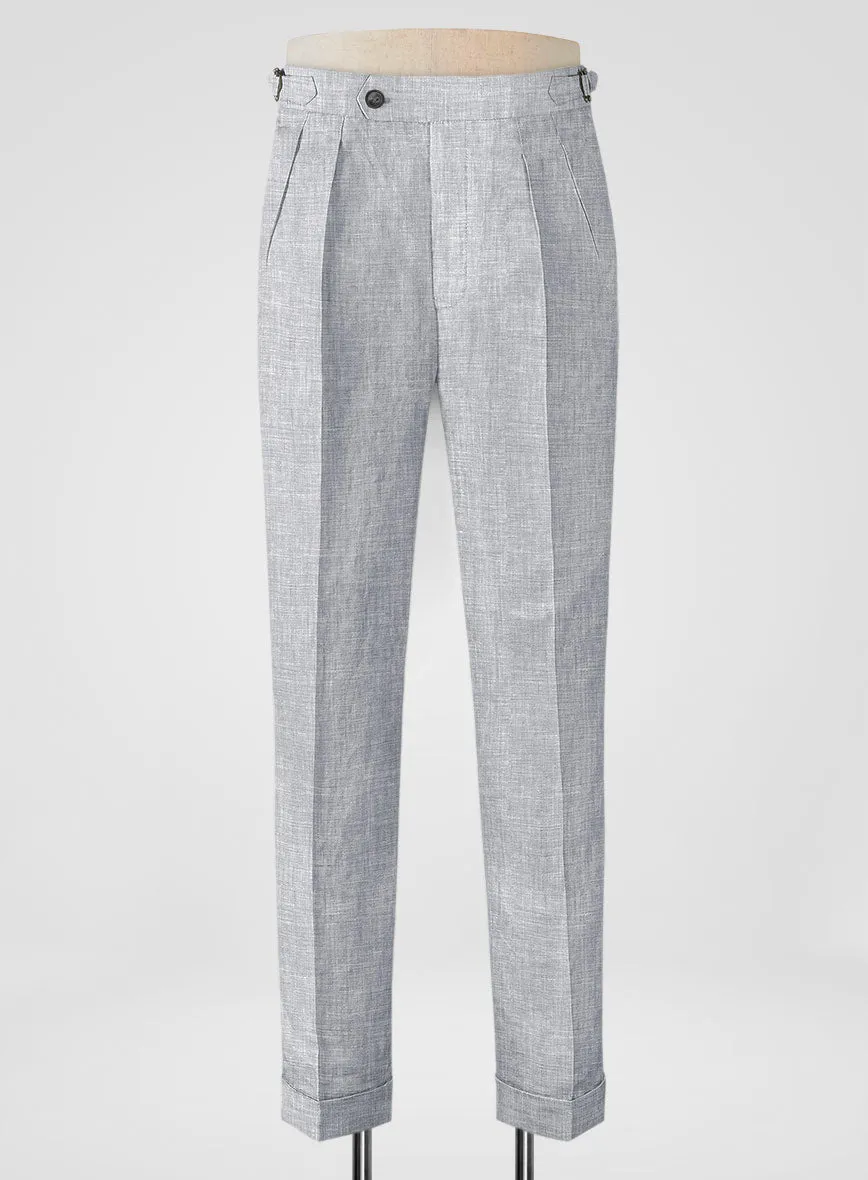 Italian Zod Light Gray Linen Highland Trousers