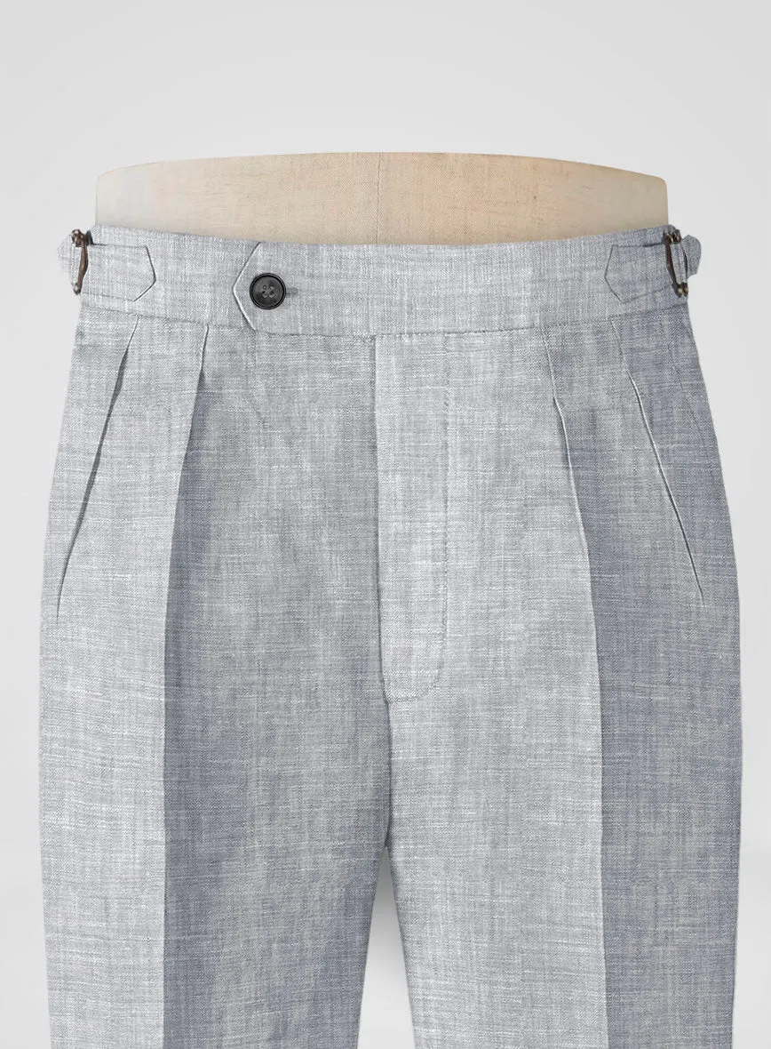 Italian Zod Light Gray Linen Highland Trousers