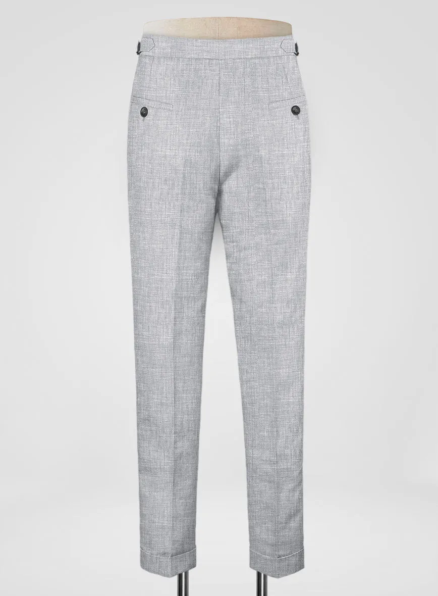 Italian Zod Light Gray Linen Highland Trousers