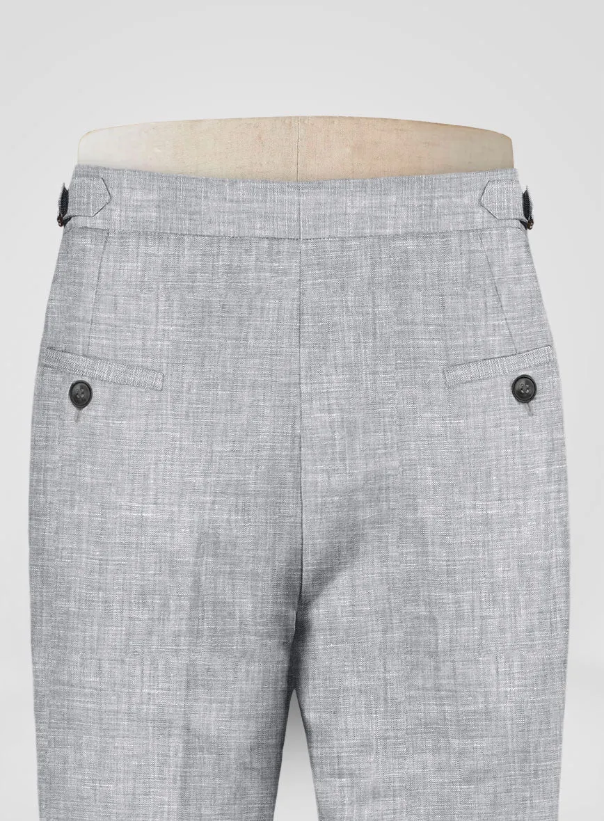 Italian Zod Light Gray Linen Highland Trousers