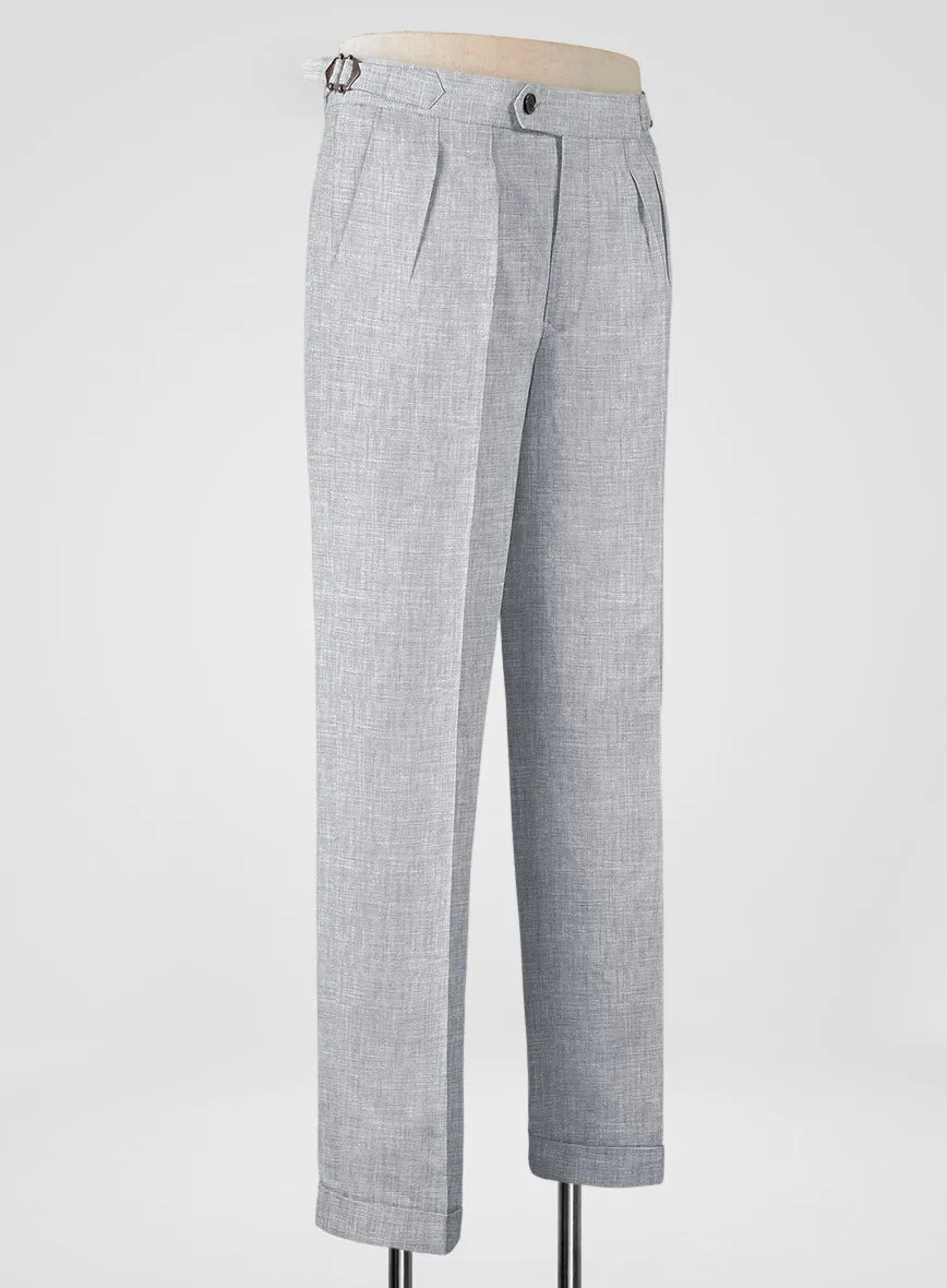 Italian Zod Light Gray Linen Highland Trousers