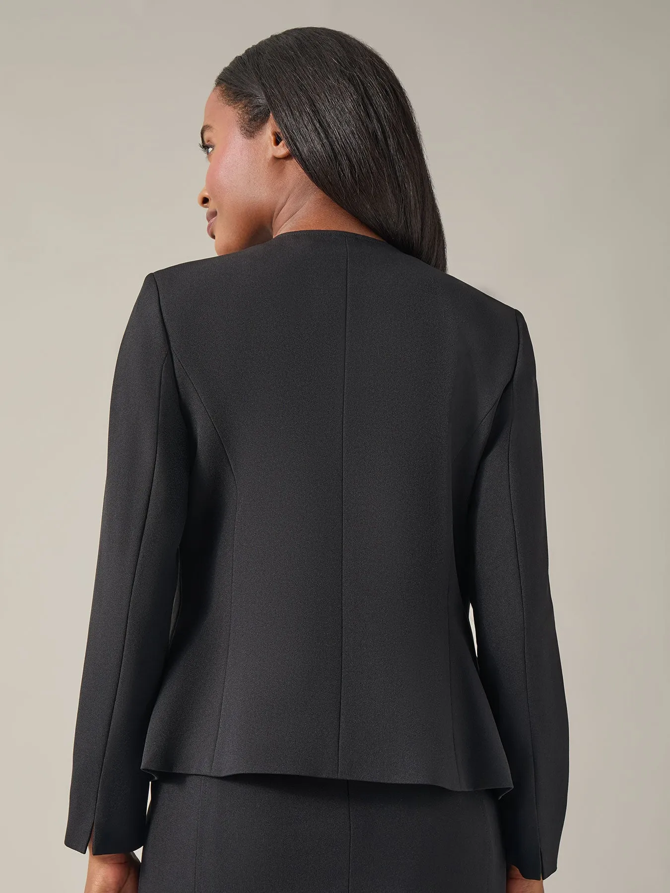 Jewel Neck Jacket, Iconic Stretch Crepe