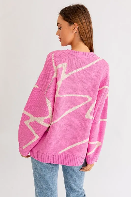 Jovi Abstract Pattern Oversized Sweater