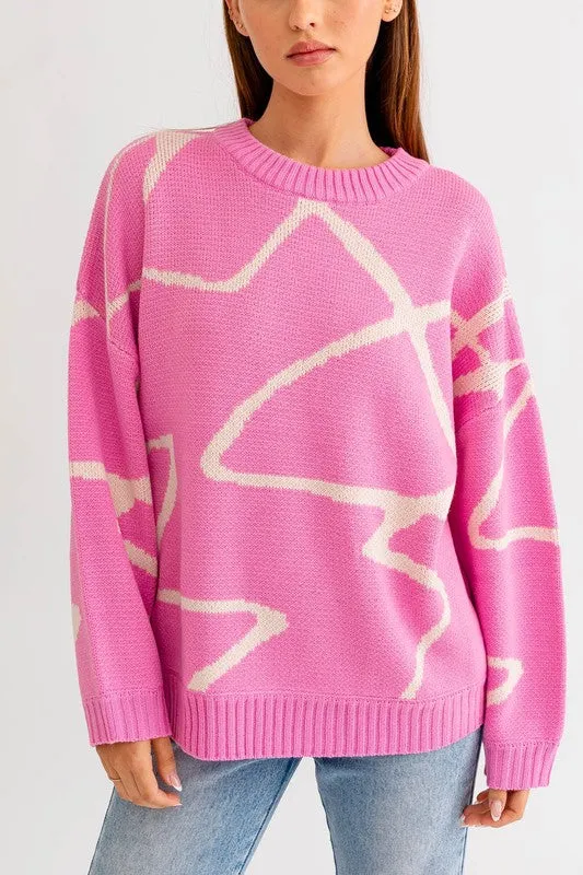 Jovi Abstract Pattern Oversized Sweater