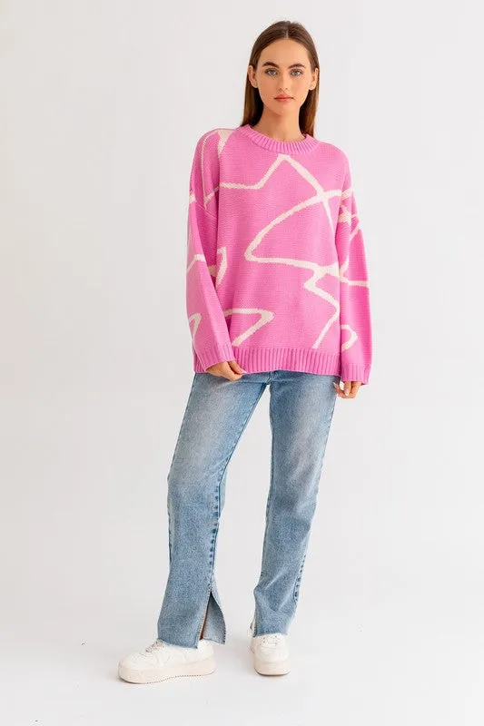 Jovi Abstract Pattern Oversized Sweater