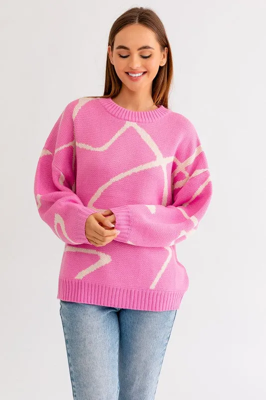 Jovi Abstract Pattern Oversized Sweater