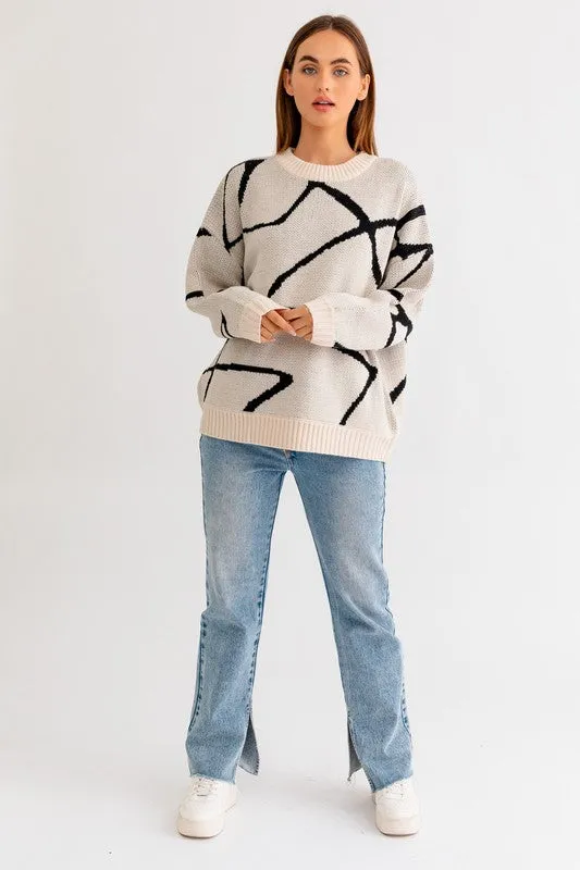 Jovi Abstract Pattern Oversized Sweater