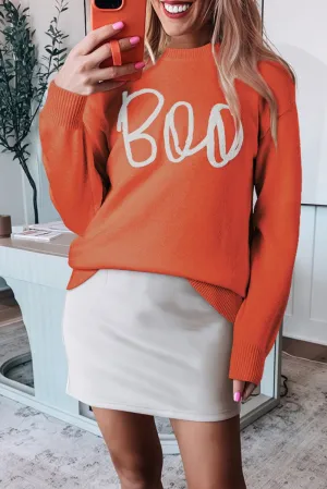 Knitted Orange Spice "Boo" Sweater