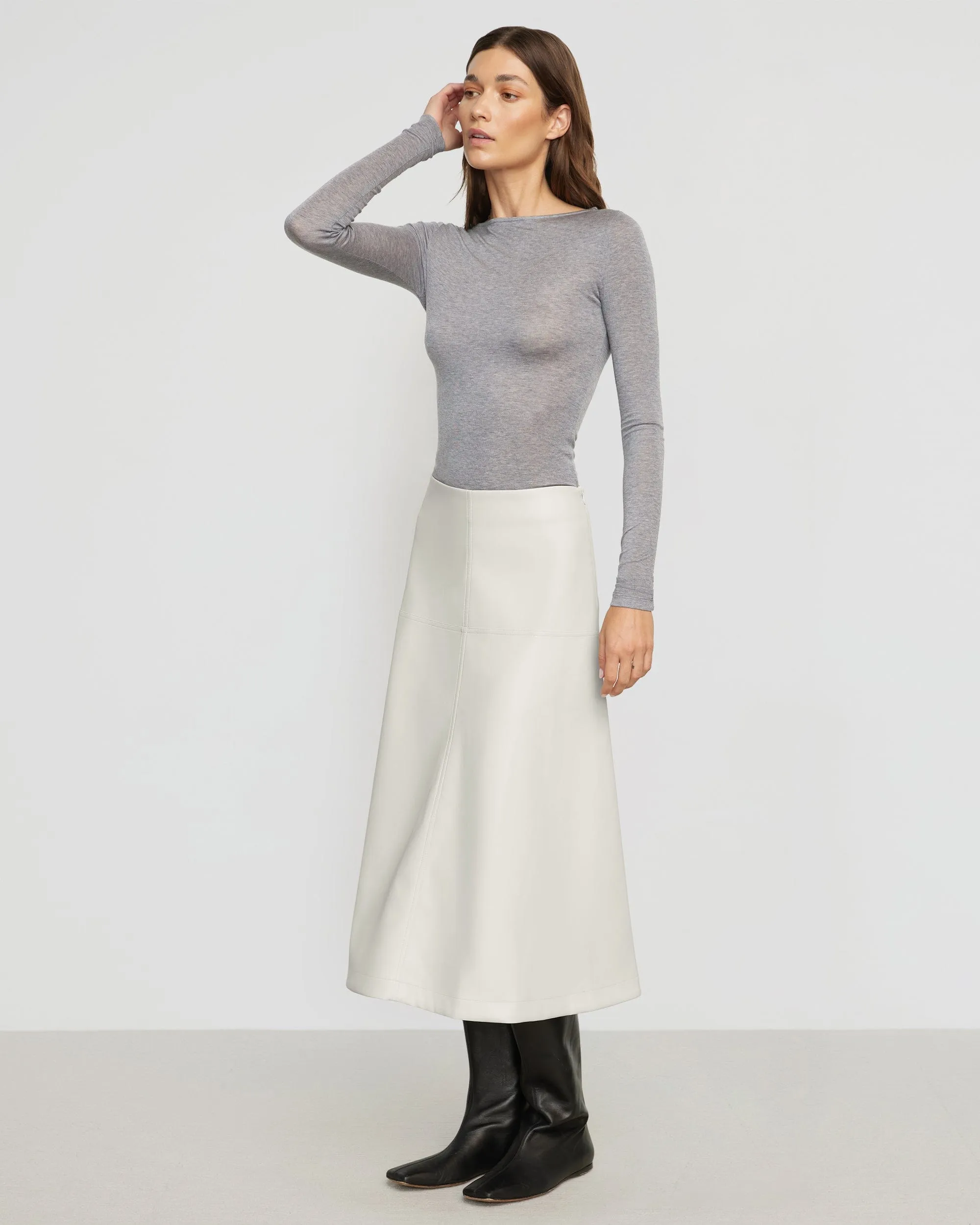 Lana Tencel-Wool Slit-Neck Tee