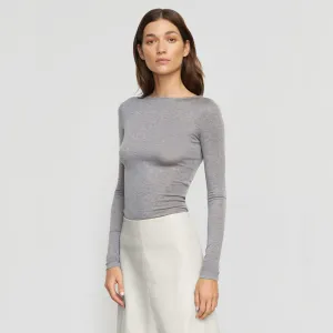 Lana Tencel-Wool Slit-Neck Tee