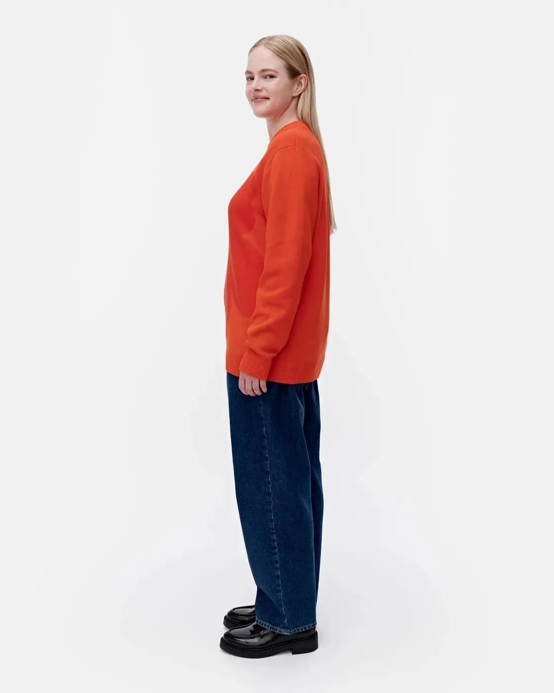 Lasi Unikko Cotton Sweater | Coral Red