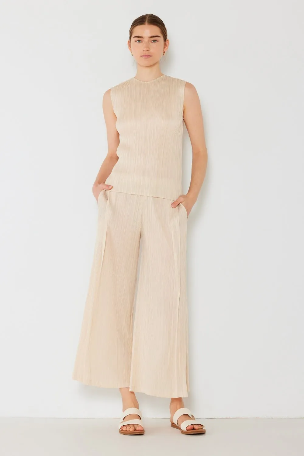 Marina West Swim Pleated Wide-Leg Pants with Side Pleat Detail