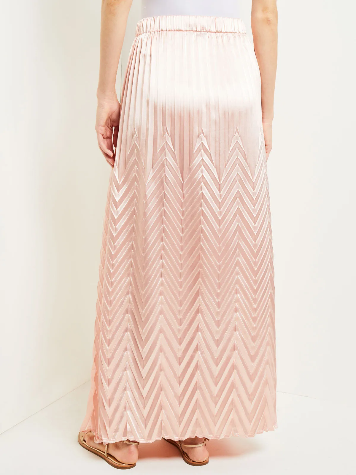 Maxi A-Line Skirt - Chevron Textured Crepe de Chine