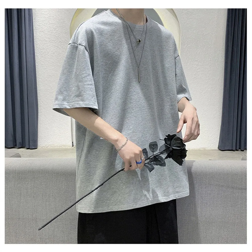 Men's t-shirts 100% Cotton Five Half Sleeve Men Summer T-shirt Loose Short-sleeved Casual Basic Shirt O Neck Solid Color Oversize