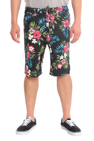 Men's Tropical Floral Twill Dropcrotch Shorts