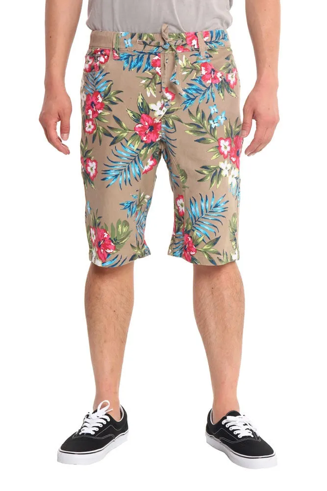 Men's Tropical Floral Twill Dropcrotch Shorts