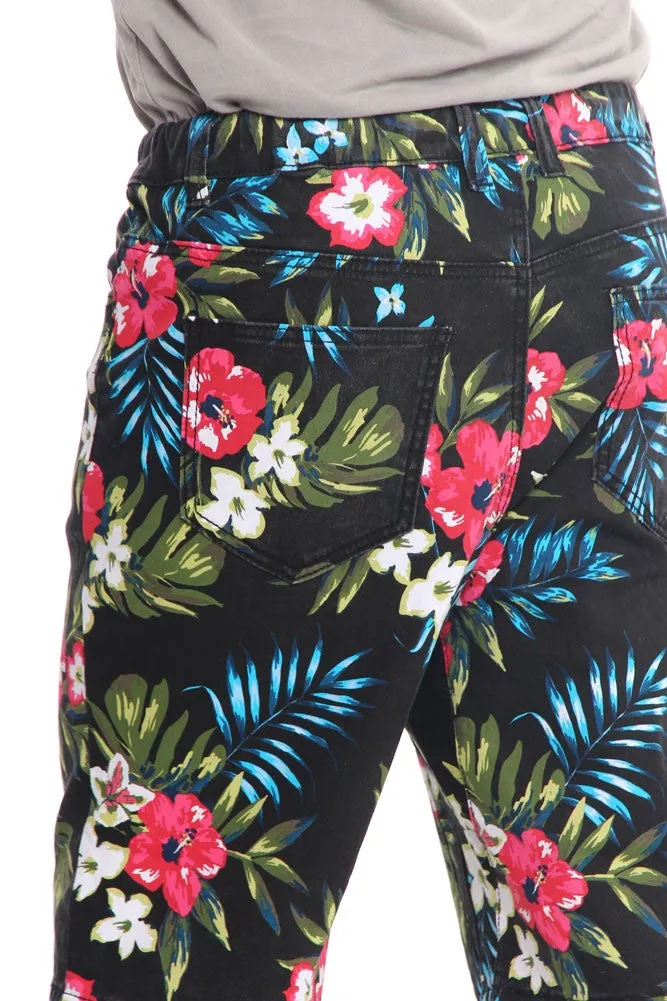 Men's Tropical Floral Twill Dropcrotch Shorts