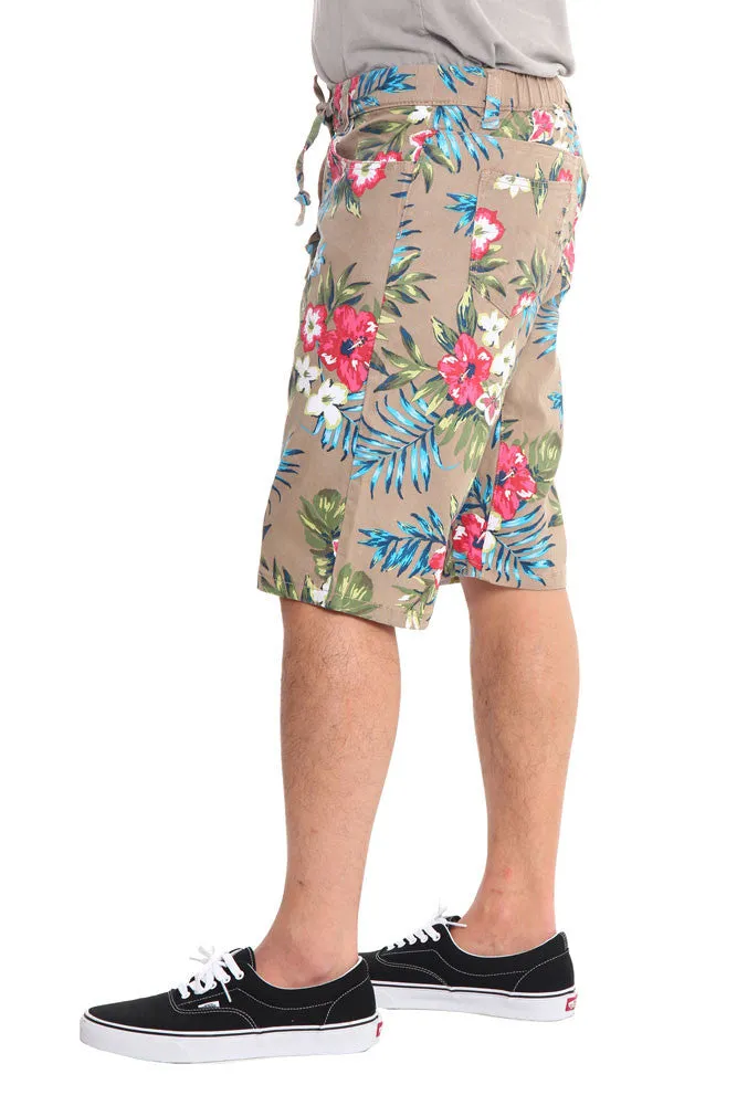 Men's Tropical Floral Twill Dropcrotch Shorts